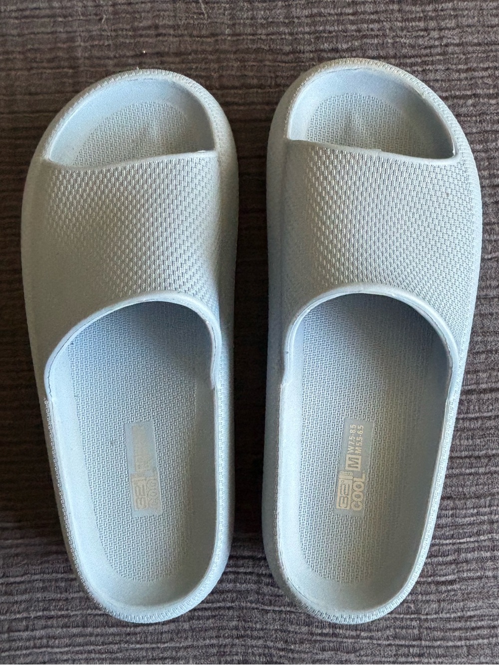 Light Blue Textured Slide Sandals
